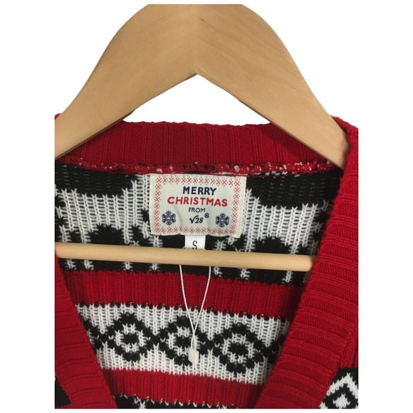 Merry Christmas Womens Size Small Cardigan Knit Sweater Holiday Long Sleeve Red - Picture 9 of 14